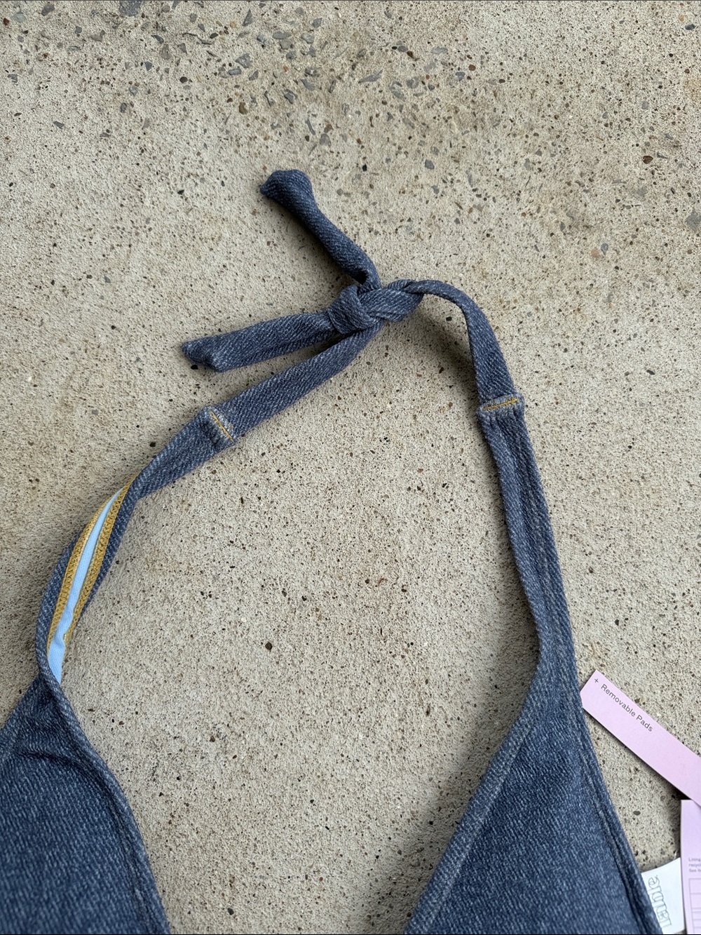 NWT Wild Fable Faux Denim Textured Triangle/String Bikini Size Small - Picture 3 of 9